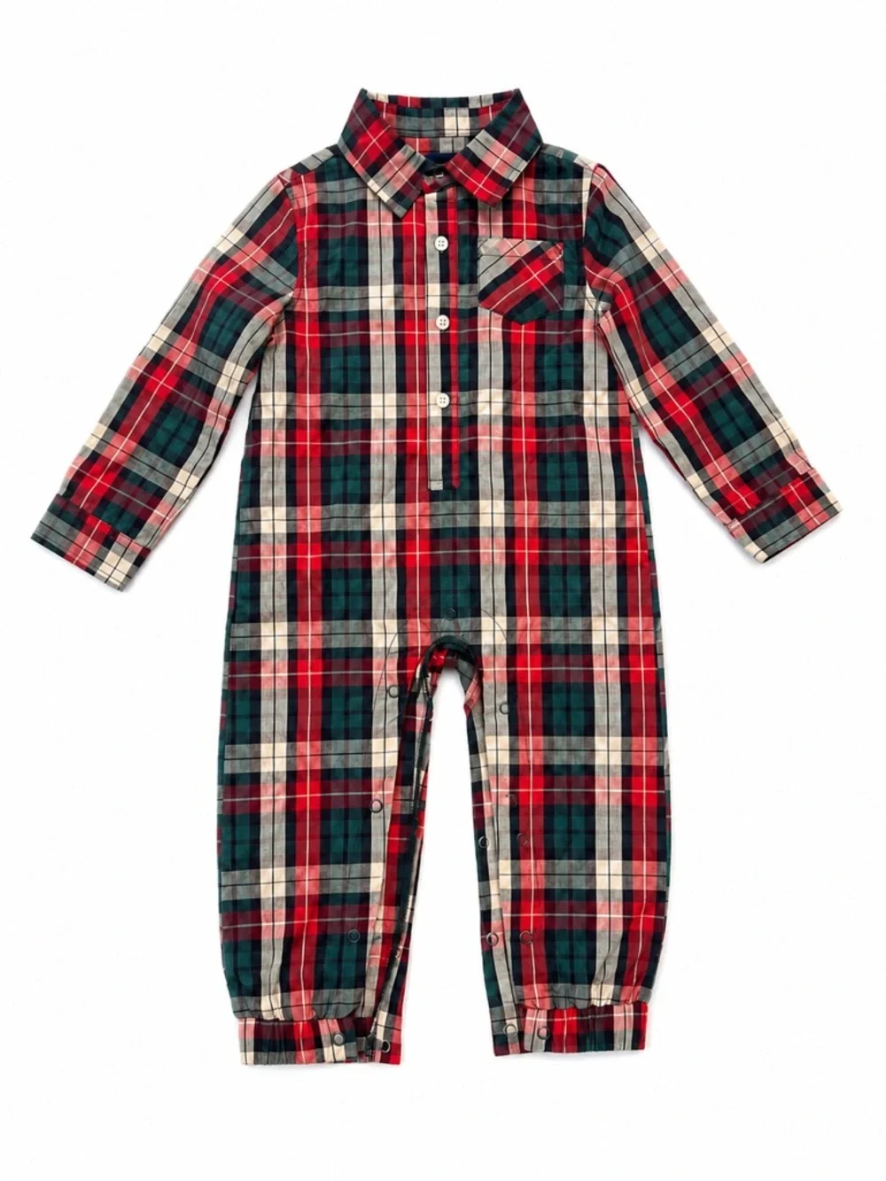New - Andy & Evan Plaid Christmas Romper One-Piece Outfit